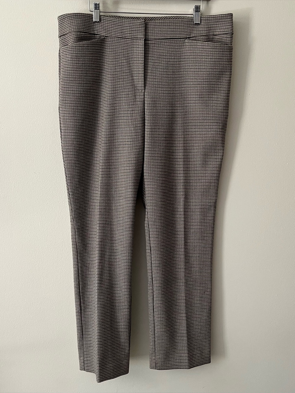 Ann Taylor Factory Brown Houndstooth Flatfront Straight Dress Pants Size 14